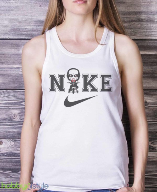 Jigsaw Horror Halloween Character Nike Swoosh Logo Shirt Product Photo 5