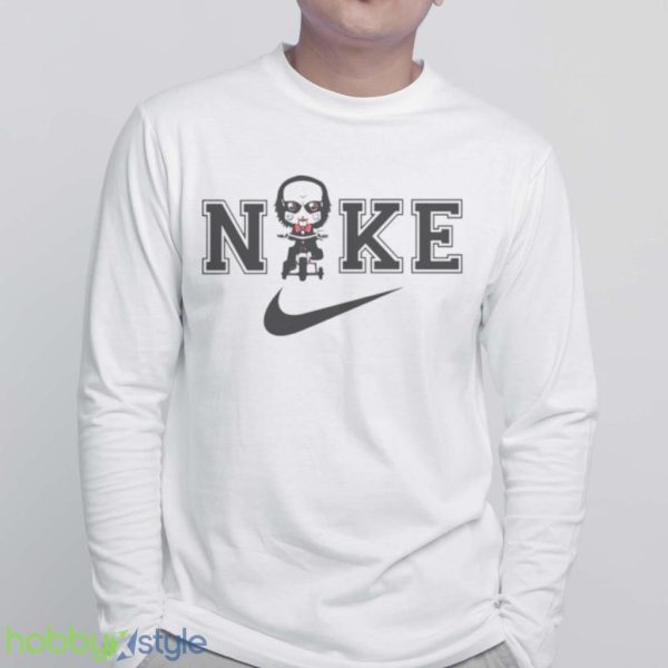 Jigsaw Horror Halloween Character Nike Swoosh Logo Shirt Product Photo 6