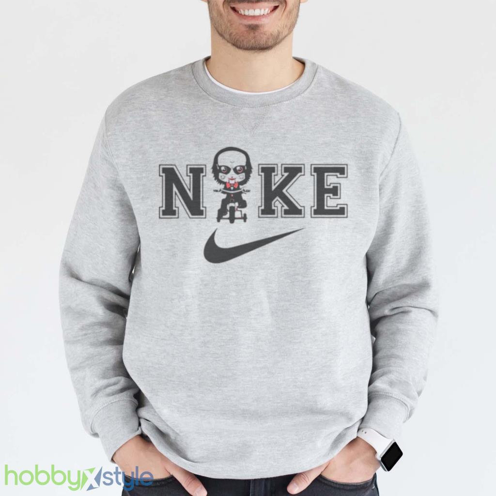 Jigsaw Horror Halloween Character Nike Swoosh Logo Shirt Product Photo 1