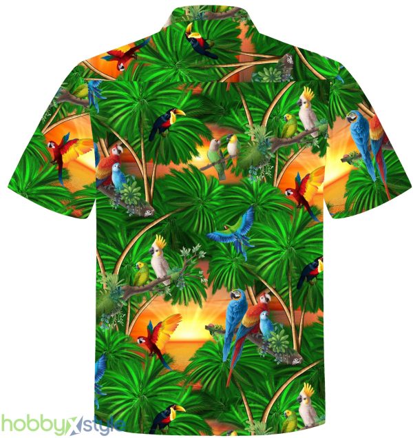 Jungle Parrots green 3D Hawaiian Shirt Summer Gift For Men And Women - Jungle Parrots green_2