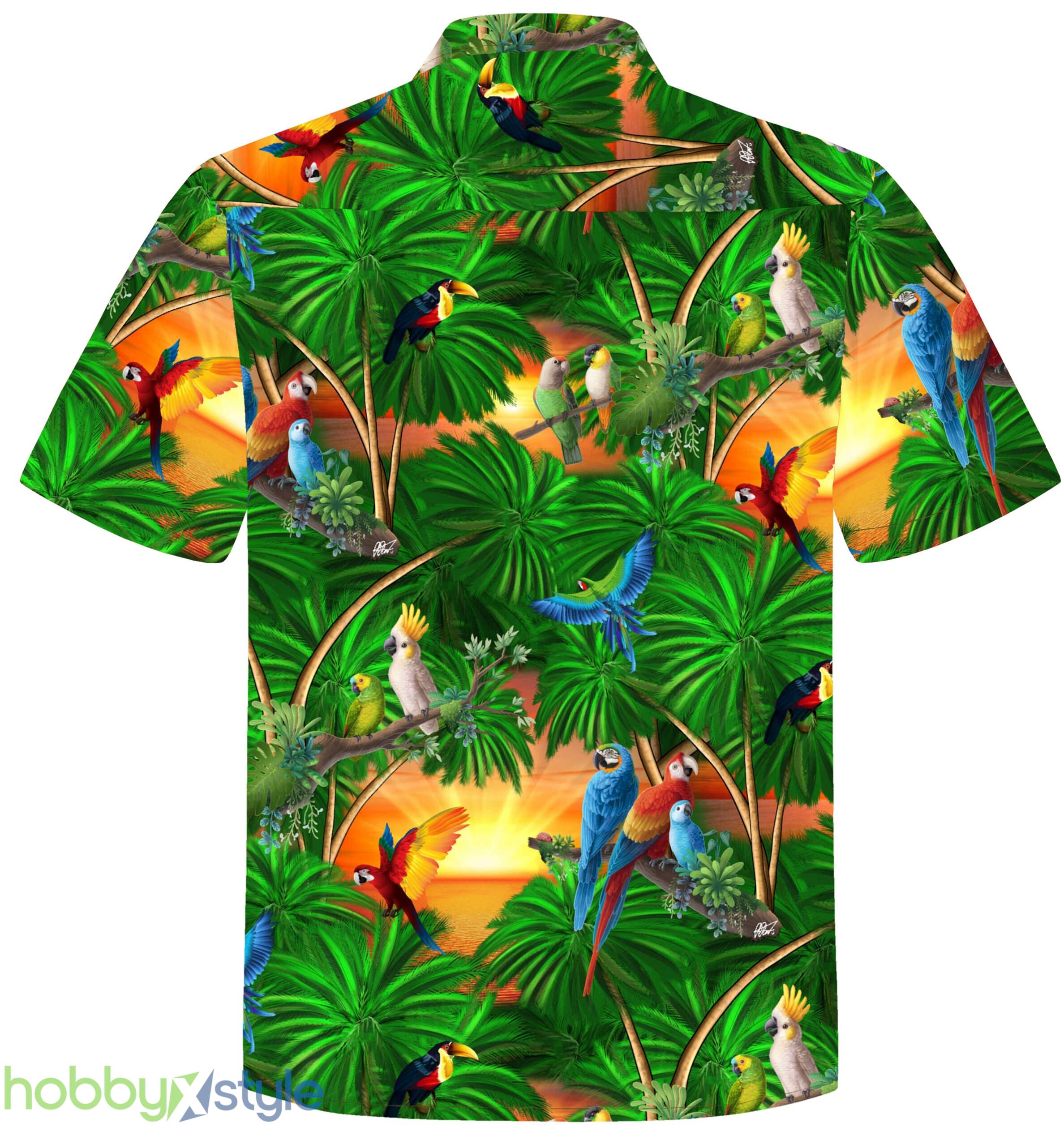 Jungle Parrots green 3D Hawaiian Shirt Summer Gift For Men And Women - Jungle Parrots green_2