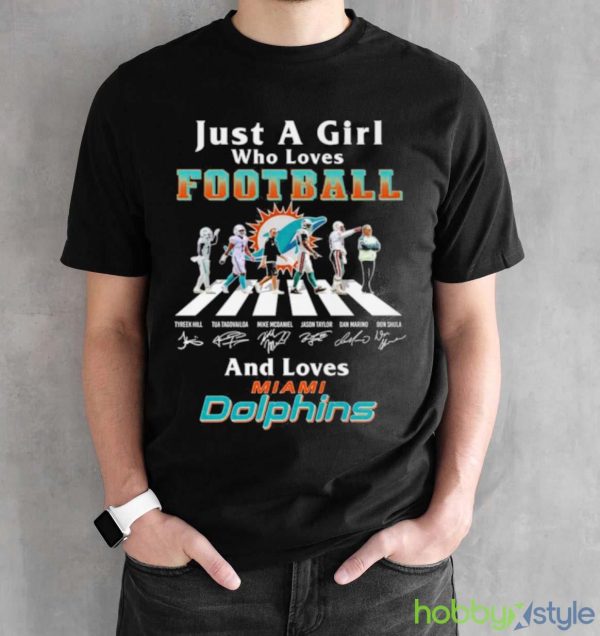 Just A Girl Who Loves Football And Loves Miami Dolphins Legend Team T Shirt - Black Unisex T-Shirt
