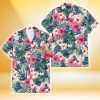 Kansas City Royals Coral Pink Hibiscus Green Leaf Beige Background 3D Hawaiian Shirt Gift For Fans Product Photo 2