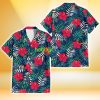 Kansas City Royals Red Hibiscus Green Blue White Leaf Black Background 3D Hawaiian Shirt Gift For Fans Product Photo 2