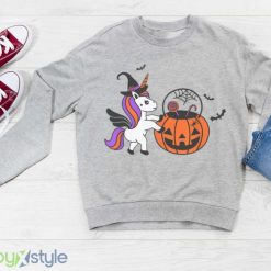 Kids Halloween Unicorn Pumpkin Bats T Shirt Product Photo 3