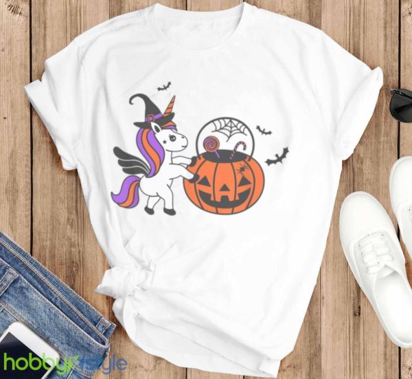 Kids Halloween Unicorn Pumpkin Bats T Shirt Product Photo 6