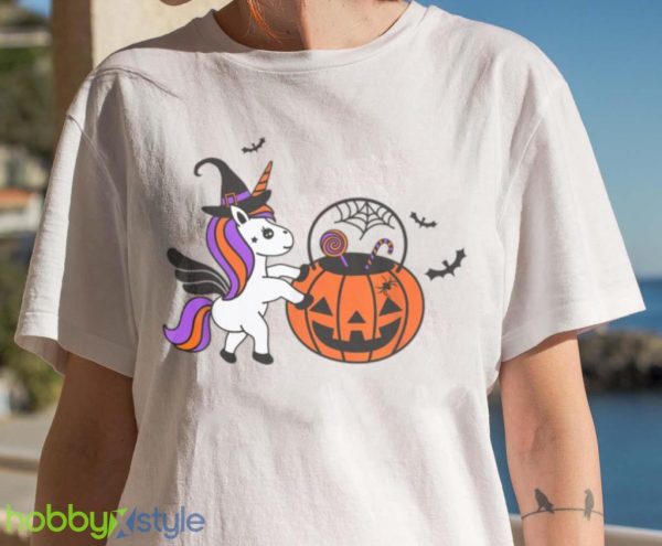 Kids Halloween Unicorn Pumpkin Bats T Shirt Product Photo 7