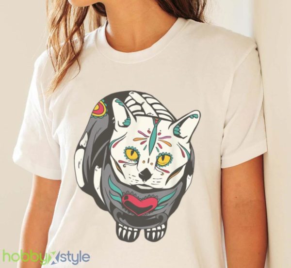 Kitty Skeleton Halloween Costume Skull Cat T Shirt Product Photo 4