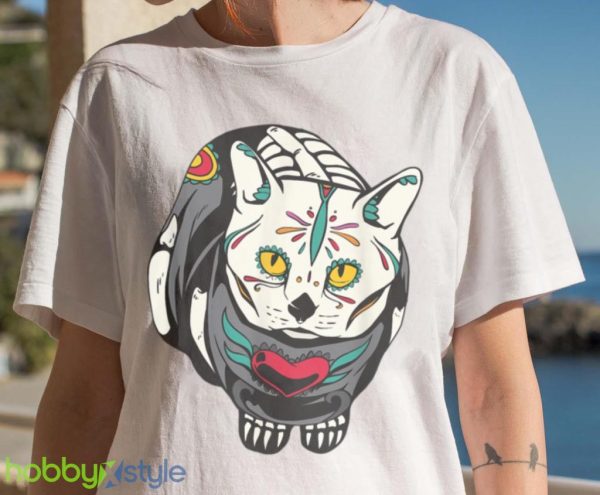 Kitty Skeleton Halloween Costume Skull Cat T Shirt Product Photo 7