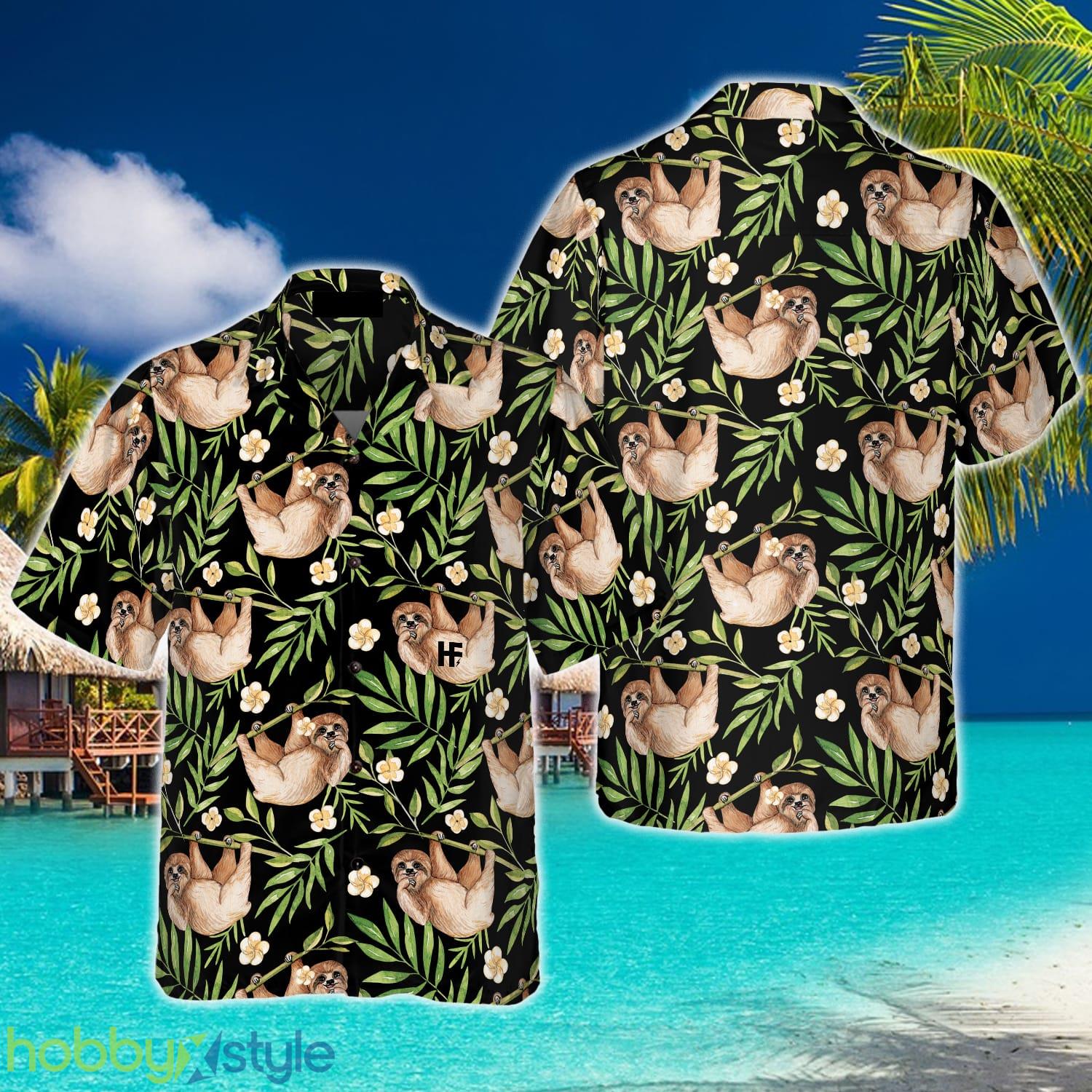 Lazy Sloths In Tropical Leaves 3D Hawaiian Shirt Beach Summer For Men And Women Gift - Lazy Sloths In Tropical Leaves Hawaiian Shirt_3