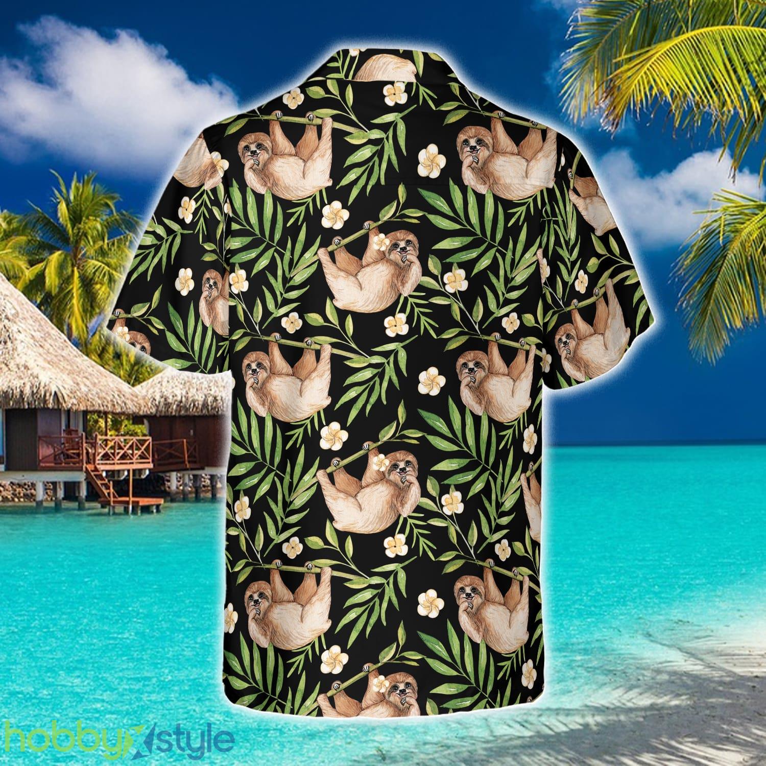 Lazy Sloths In Tropical Leaves 3D Hawaiian Shirt Beach Summer For Men And Women Gift - Lazy Sloths In Tropical Leaves Hawaiian Shirt_2