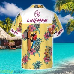 Lineman Pineapple Seamless Pattern 3D Hawaiian Shirt Beach Summer For Men And Women Gift - Lineman Pineapple Seamless Pattern Hawaiian Shirt_2