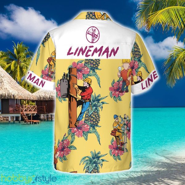 Lineman Pineapple Seamless Pattern 3D Hawaiian Shirt Beach Summer For Men And Women Gift - Lineman Pineapple Seamless Pattern Hawaiian Shirt_2