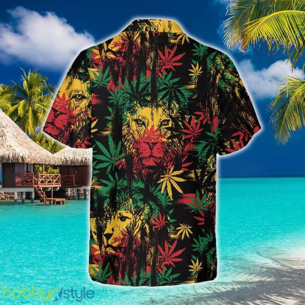 Lion Head With Cannabis Marijuana Leaves Lion Hawaiian Shirt Aloha Summer For Men And Women Gift - Lion Head With Cannabis Marijuana Leaves Lion Hawaiian Shirt, Button Up Lion Shirt For Men & Women, Cool Gift For Lion Lover_2