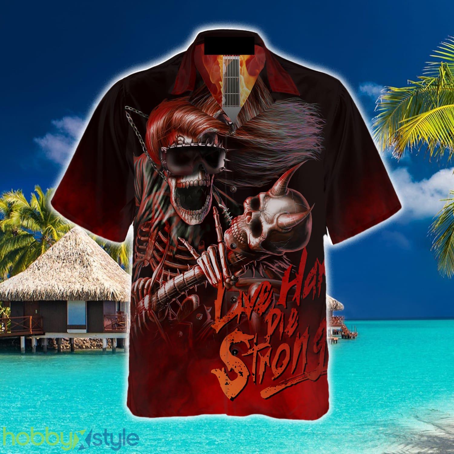 Live Hard Die Strong Burning Guitar Hawaiian Shirt Summer Beach Gift For Men And Women - Live Hard Die Strong Burning Guitar Hawaiian Shirt_1