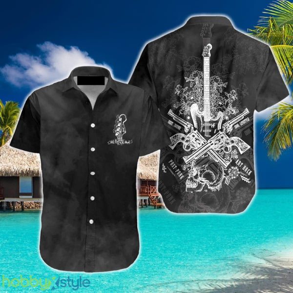 Live Rock And Roll Black And Smoke Guitar 3D Hawaiian Shirt Beach Summer For Men And Women Gift - Live Rock And Roll Black And Smoke Guitar Hawaiian Shirt_1