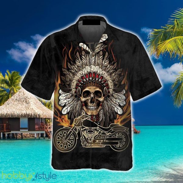 Live To Ride Skull Biker Native American Motorcycle 3D Hawaiian Shirt Beach Summer For Men And Women Gift - Live To Ride Skull Biker Native American Motorcycle Hawaiian Shirt, American Indian Motorcycle Shirt, Best Gift For Bikers_3