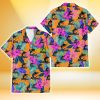 Miami Marlins Purple Hibiscus Neon Leaf Orange Background 3D Hawaiian Shirt Gift For Fans Product Photo 1