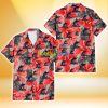 Miami Marlins Red Hibiscus Gray Leaf Gainsboro Background 3D Hawaiian Shirt Gift For Fans Product Photo 2