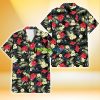 Miami Marlins Red Hibiscus Yellow Porcelain Flower Black Background 3D Hawaiian Shirt Gift For Fans Product Photo 2