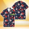 Miami Marlins Red Pink White Hibiscus Black Background 3D Hawaiian Shirt Gift For Fans Product Photo 2