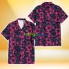 Miami Marlins Violet Red Blue Leaf Black Background 3D Hawaiian Shirt Gift For Fans Product Photo 2