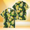 Miami Marlins Yellow Hibiscus Tropical Green Leaf Black Background 3D Hawaiian Shirt Gift For Fans Product Photo 2