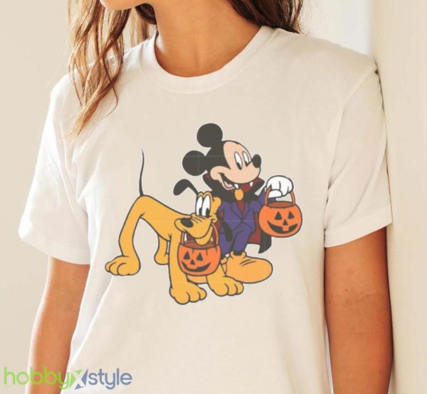Mickey And Pluto Mickey And Minnie Mickey Comfort Color Halloween Shirt Product Photo 4