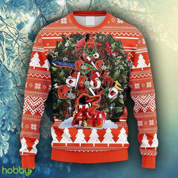 MLB Baltimore Orioles Tree Ugly Christmas Fleece Sweater For Men Women - MLB Baltimore Orioles Tree Ugly Christmas Fleece Sweater_1