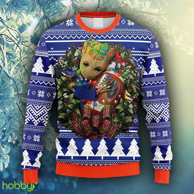 NCAA Christmas Florida Gators Groot Hug Christmas Ugly Sweater For Men Women - NCAA Florida Gators Groot Hug Christmas Ugly Sweater_1