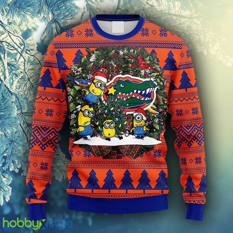 NCAA Christmas Florida Gators Minion Christmas Ugly Sweater For Men Women - NCAA Florida Gators Minion Christmas Ugly Sweater_1