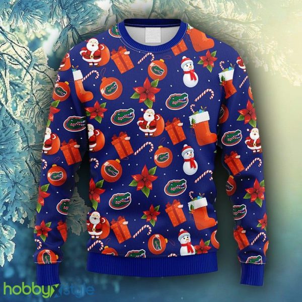 NCAA Christmas Florida Gators Santa Claus Snowman Christmas Ugly Sweater For Men Women - NCAA Florida Gators Santa Claus Snowman Christmas Ugly Sweater_1