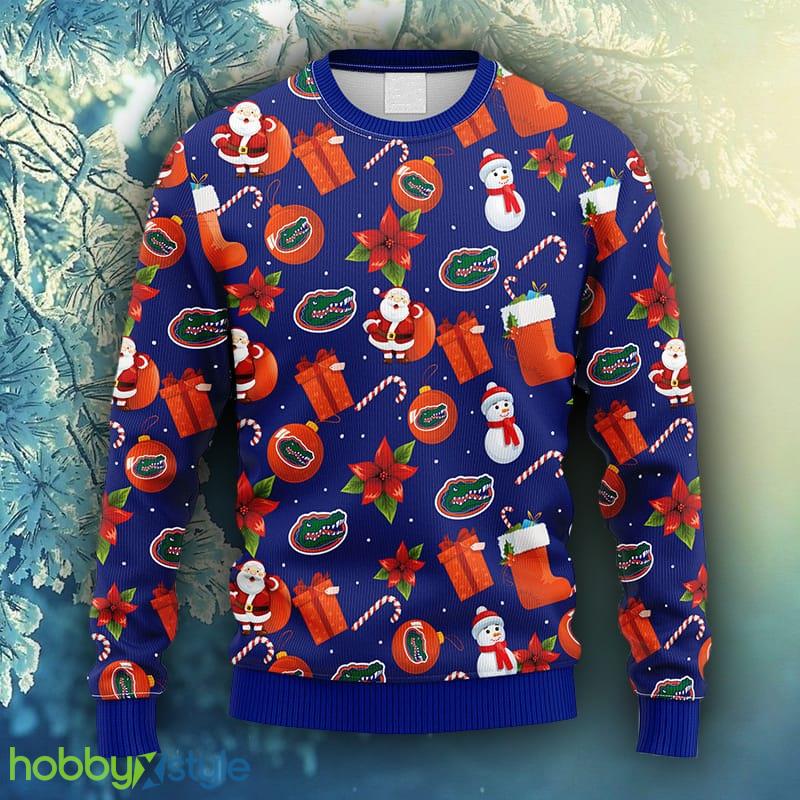 NCAA Christmas Florida Gators Santa Claus Snowman Christmas Ugly Sweater For Men Women - NCAA Florida Gators Santa Claus Snowman Christmas Ugly Sweater_1