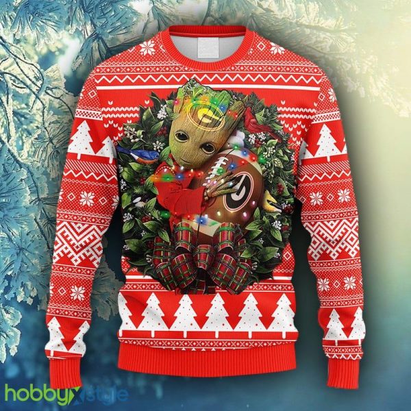 NCAA Christmas Georgia Bulldogs Groot Hug Christmas Ugly Sweater For Men Women - NCAA Georgia Bulldogs Groot Hug Christmas Ugly Sweater_1
