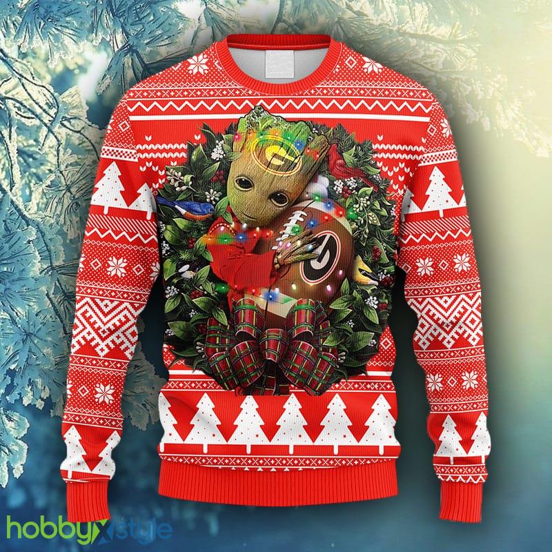 NCAA Christmas Georgia Bulldogs Groot Hug Christmas Ugly Sweater For Men Women - NCAA Georgia Bulldogs Groot Hug Christmas Ugly Sweater_1