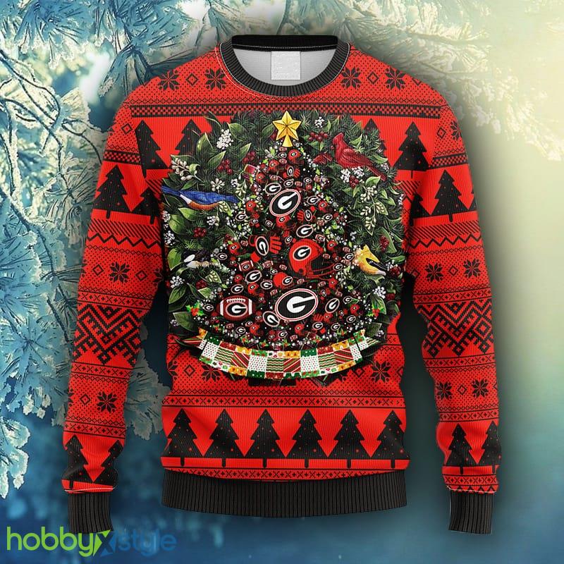 NCAA Christmas Georgia Bulldogs Tree Ball Christmas Ugly Sweater For Men Women - NCAA Georgia Bulldogs Tree Ball Christmas Ugly Sweater_1