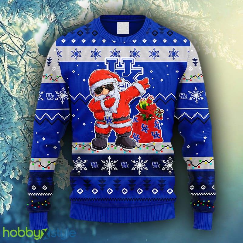 NCAA Christmas Kentucky Wildcats Dabbing Santa Claus Christmas Ugly Sweater For Men Women - NCAA Kentucky Wildcats Dabbing Santa Claus Christmas Ugly Sweater_1