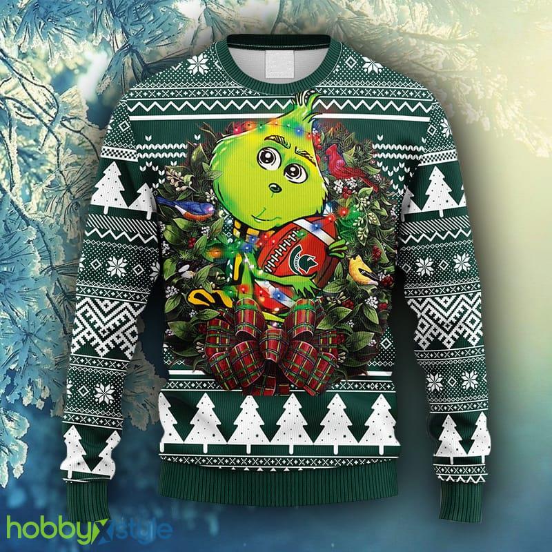 NCAA Christmas Michigan State Spartans Grinch Hug Christmas Ugly Sweater For Men Women - NCAA Michigan State Spartans Grinch Hug Christmas Ugly Sweater_1