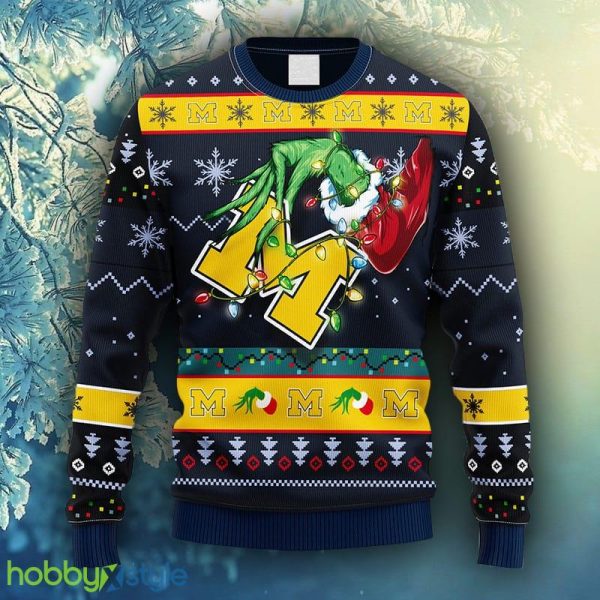 NCAA Christmas Michigan Wolverines Grinch Christmas Ugly Sweater For Men Women - NCAA Michigan Wolverines Grinch Christmas Ugly Sweater_1