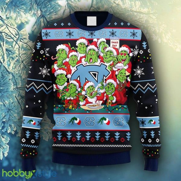 NCAA Christmas North Carolina Tar Heels 12 Grinch Xmas Day Christmas Ugly Sweater For Men Women - NCAA North Carolina Tar Heels 12 Grinch Xmas Day Christmas Ugly Sweater_1