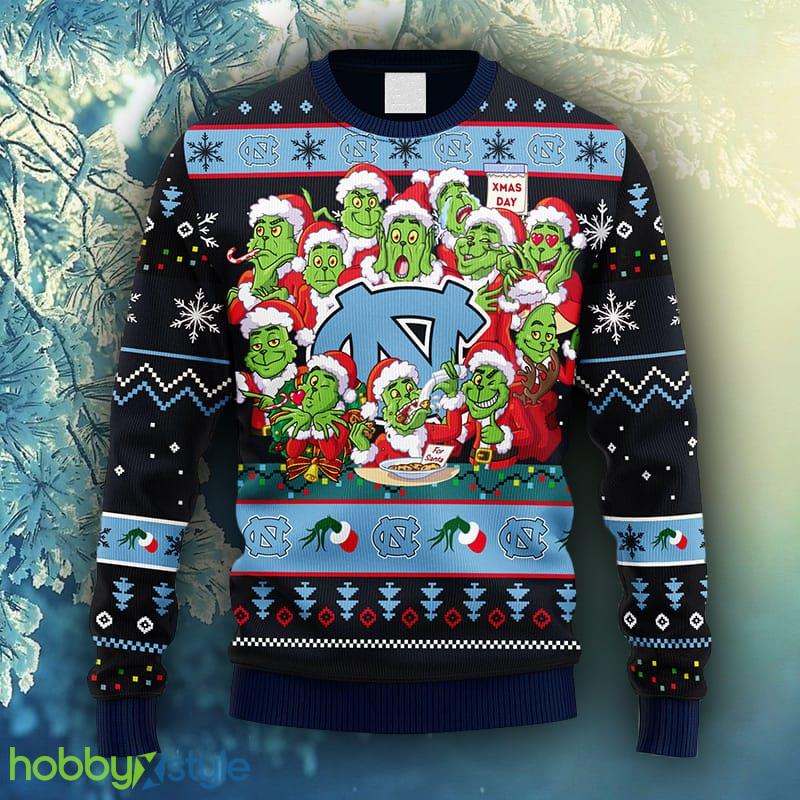 NCAA Christmas North Carolina Tar Heels 12 Grinch Xmas Day Christmas Ugly Sweater For Men Women - NCAA North Carolina Tar Heels 12 Grinch Xmas Day Christmas Ugly Sweater_1