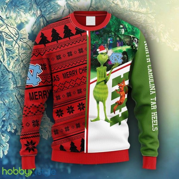 NCAA Christmas North Carolina Tar Heels Grinch & Scooby-Doo Christmas Ugly Sweater For Men Women - NCAA North Carolina Tar Heels Grinch & Scooby-Doo Christmas Ugly Sweater_1