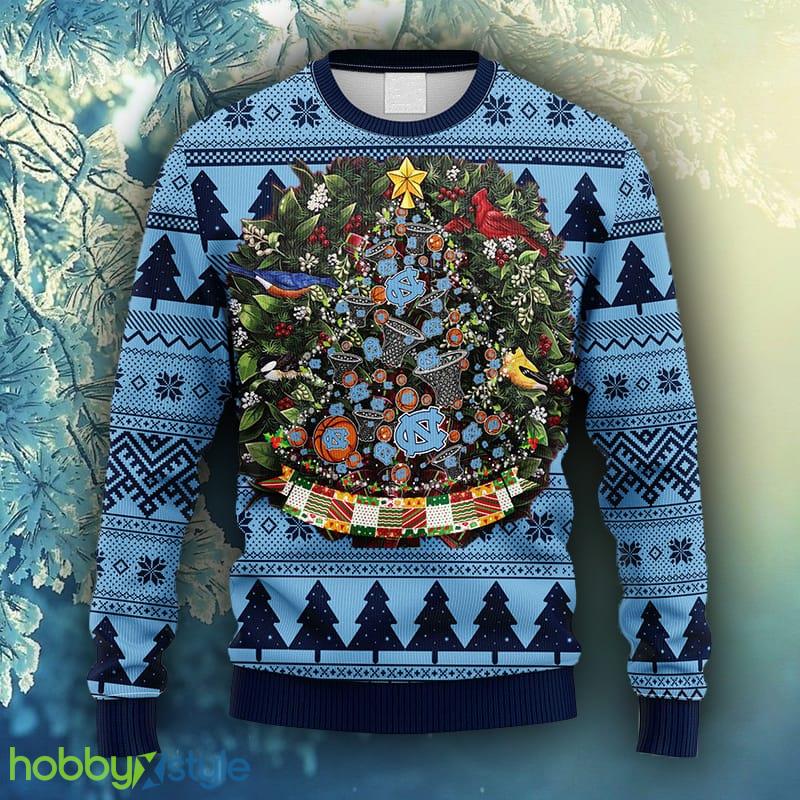 NCAA Christmas North Carolina Tar Heels Tree Ball Christmas Ugly Sweater For Men Women - NCAA North Carolina Tar Heels Tree Ball Christmas Ugly Sweater_1
