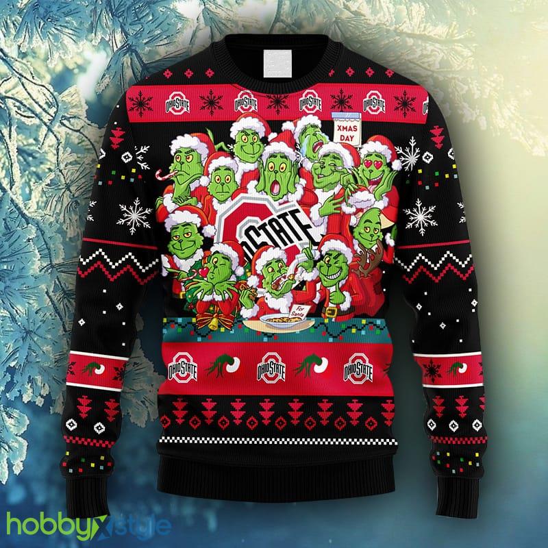 NCAA Christmas Ohio State Buckeyes 12 Grinch Xmas Day Christmas Ugly Sweater For Men Women - NCAA Ohio State Buckeyes 12 Grinch Xmas Day Christmas Ugly Sweater_1