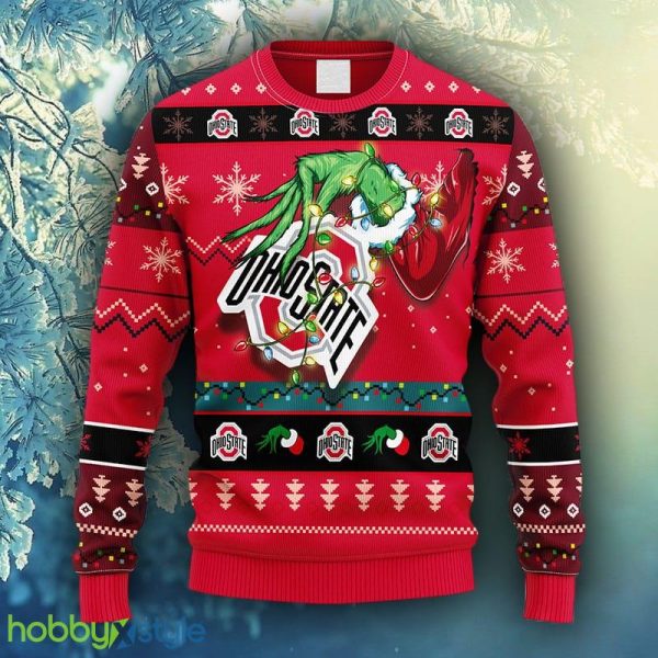 NCAA Christmas Ohio State Buckeyes Grinch Christmas Ugly Sweater For Men Women - NCAA Ohio State Buckeyes Grinch Christmas Ugly Sweater_1