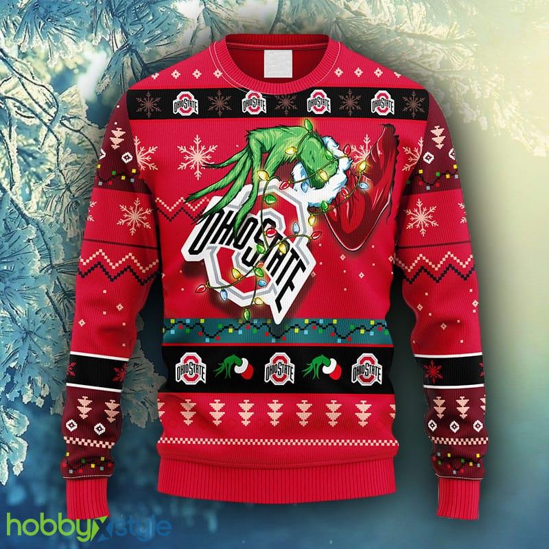 NCAA Christmas Ohio State Buckeyes Grinch Christmas Ugly Sweater For Men Women - NCAA Ohio State Buckeyes Grinch Christmas Ugly Sweater_1