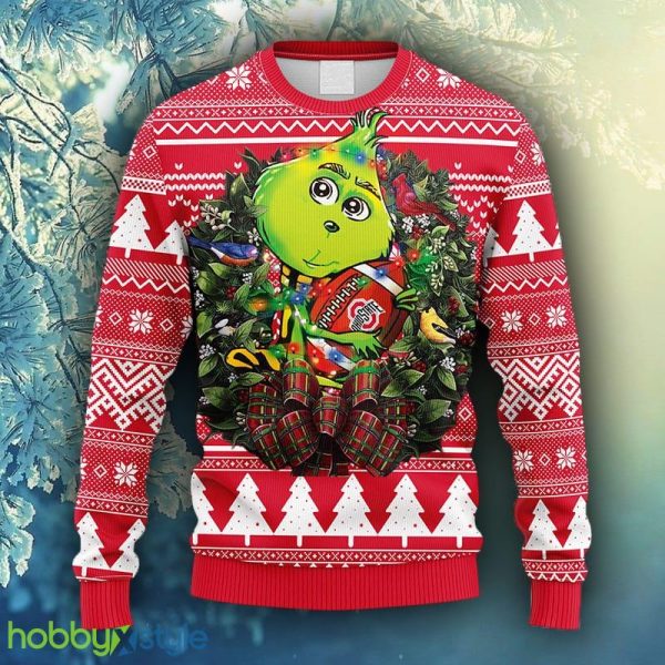 NCAA Christmas Ohio State Buckeyes Grinch Hug Christmas Ugly Sweater For Men Women - NCAA Ohio State Buckeyes Grinch Hug Christmas Ugly Sweater_1