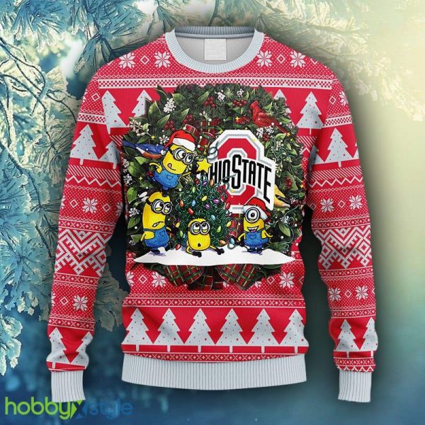 NCAA Christmas Ohio State Buckeyes Minion Christmas Ugly Sweater For Men Women - NCAA Ohio State Buckeyes Minion Christmas Ugly Sweater_1