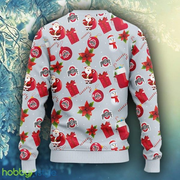 NCAA Christmas Ohio State Buckeyes Santa Claus Snowman Christmas Ugly Sweater For Men Women - NCAA Ohio State Buckeyes Santa Claus Snowman Christmas Ugly Sweater_2