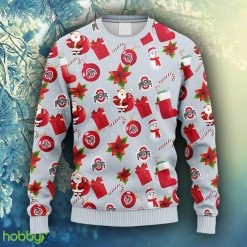 NCAA Christmas Ohio State Buckeyes Santa Claus Snowman Christmas Ugly Sweater For Men Women - NCAA Ohio State Buckeyes Santa Claus Snowman Christmas Ugly Sweater_1